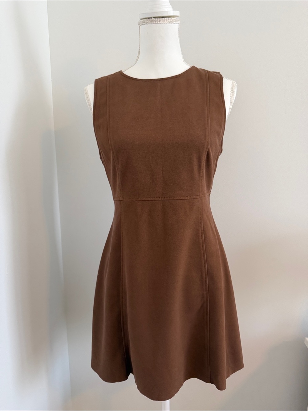 Zara Brown Sleeveless A-Line Dress